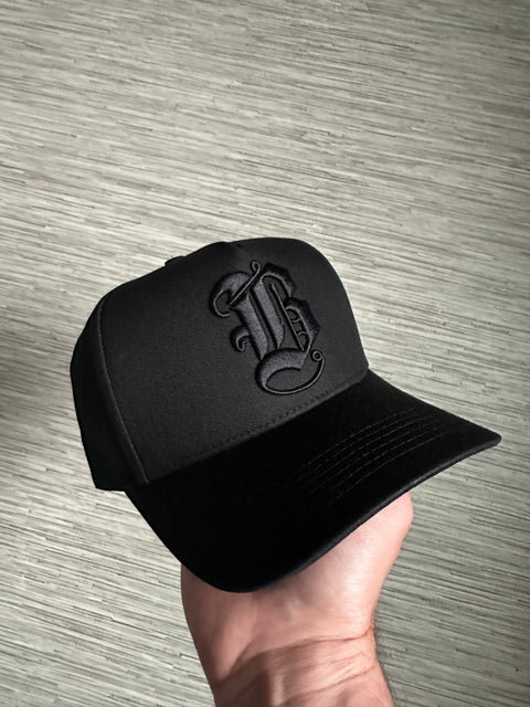 Black on black B SnapBack